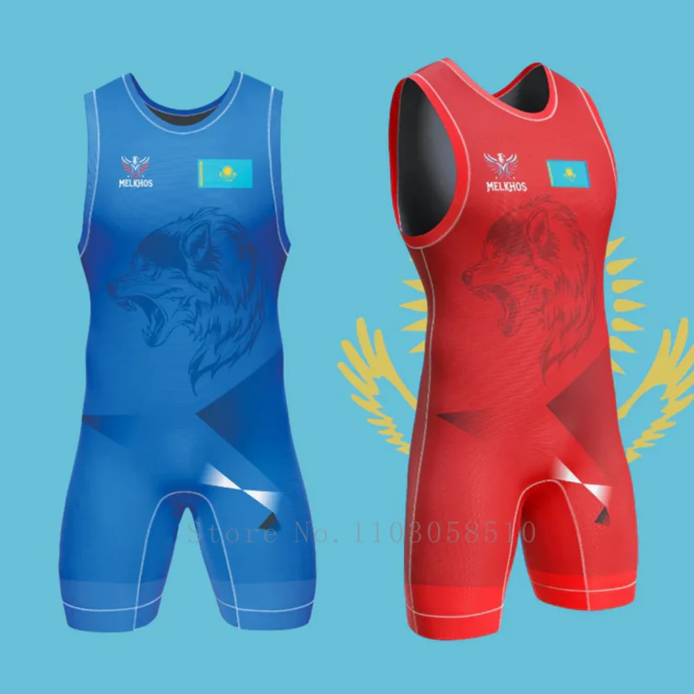 Kazakhstan Singlet MELKHOSU Team Singlet professional-grade competition suit Wrestlers tournaments Bodybuilding weightlifting