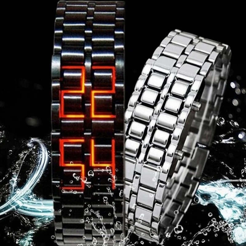 Lava Style Men Iron Metal LED Digital Sport Wrist Watch Couple Wathes Gifts