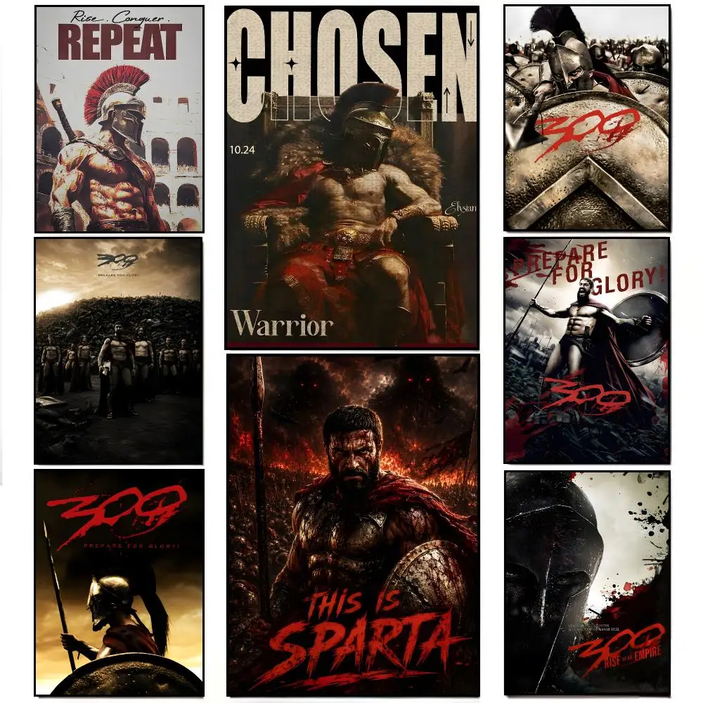 Historical Warrior S-Spartan Warrior Poster Frameless Wall Art Print, Peel-and-Stick Removable