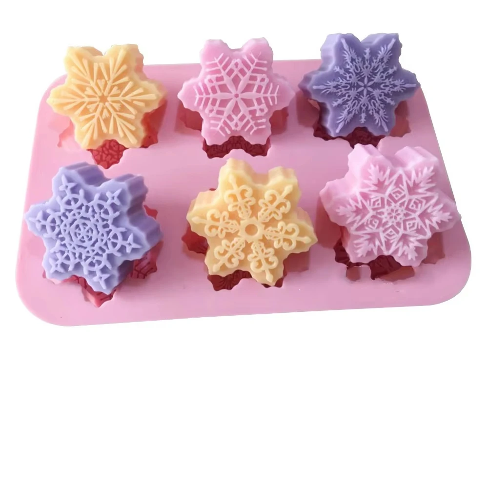 3D Christmas Snowflake Silicone Mold Handmade Soap Aromatherapy Plaster Chocolate Cake Baking Mold Christmas Party Gift
