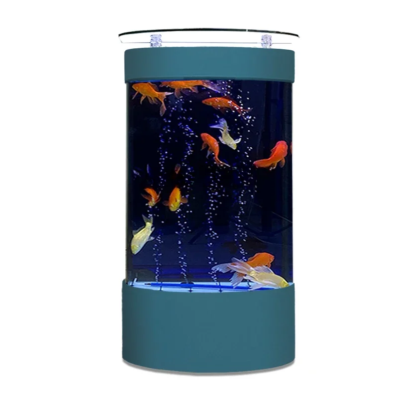 Living Room Semi-round Fish Tank Wall-Mounted Vertical Column Ecological Replacement-Free Aquarium Fish Globe