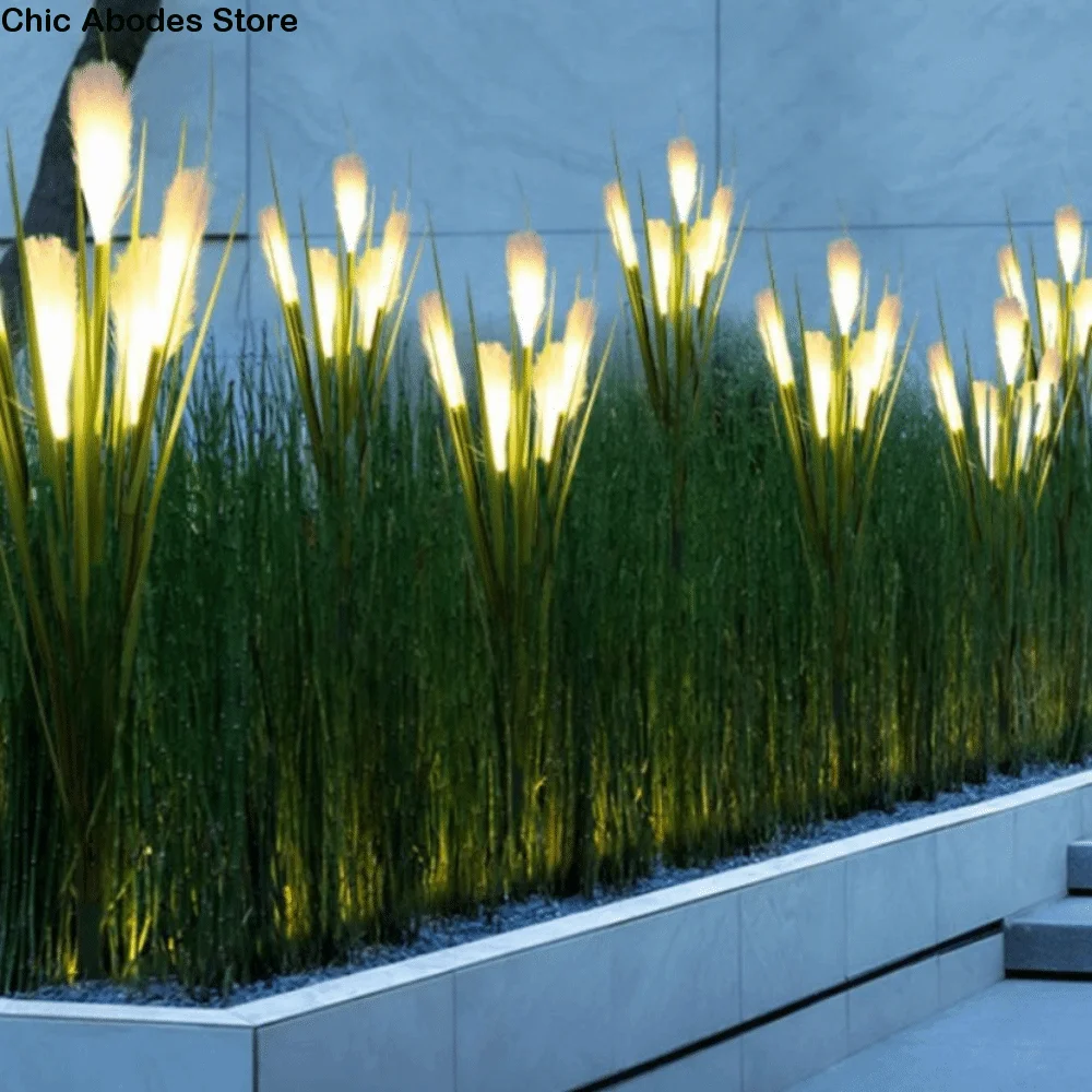 

LED Solar Garden Reed Lamp Simulation Bulrush Flower Outdoor Waterproof Lawn Light Optical Fiber Luminous