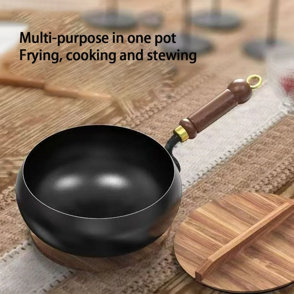 

Handmade Forging NON-STICK PAN Household Stir Fry Stew Pot Flat Gas Stove Universal Pan Cookware Bottom Small Frying Pan Kitchen