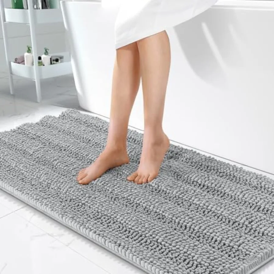 

Плотные коврики для ванной 47x24 дюймов, особо впитывающие, из синели, в полоску, с резиновой основой, машинная стирка, сушка, длинные коврики для ванной комнаты
