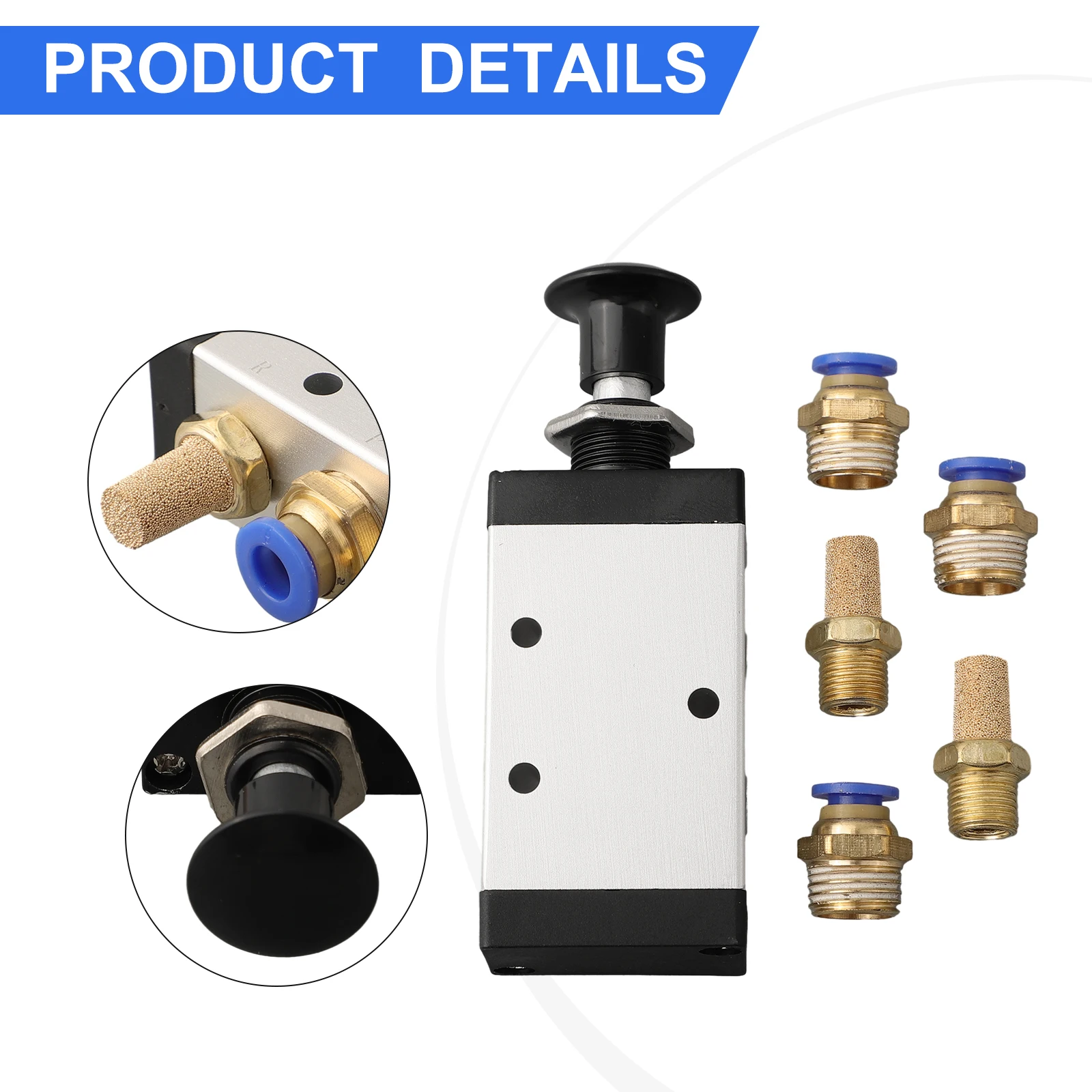 

G1/4 Thread Solenoid Valve Magnetic Water Control Valve Manual Pull Push Pneumatic Pressure Controller 2 Position 5 Way