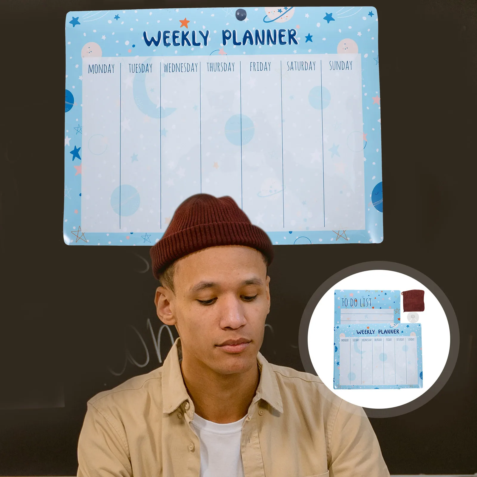 1Set Magnetic Daily Planner Board Portable Plastic Clear Refrigerator Dry Erase Whiteboard Weekly Schedule Board Reusable