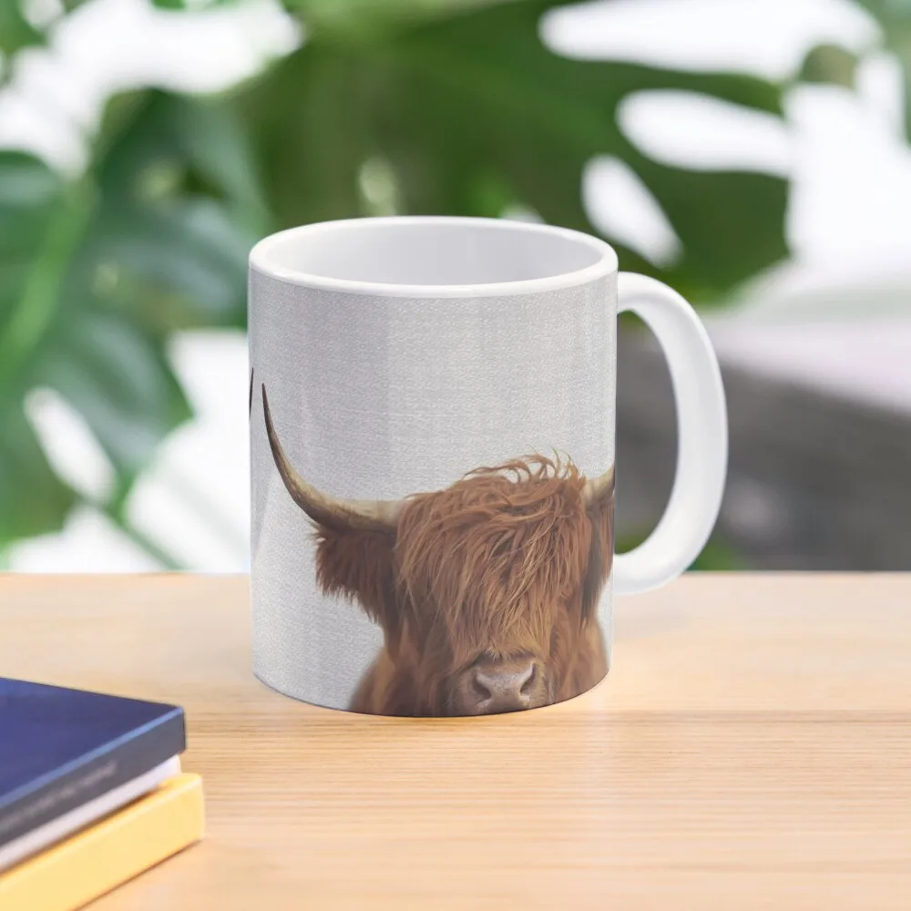 Highland Cow Colorful Classic  Mug Design Photo Simple Drinkware Printed Gifts Cup Tea Image Picture Coffee Handle Round