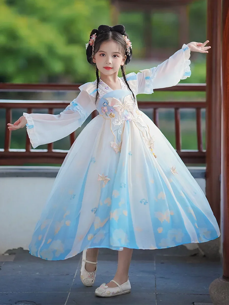 AOSHIYA 2024 New Chinese Traditional Girls Embroider Hanfu Dress Fairy Outfit For Girl Children Chinese Style Tang Photography C