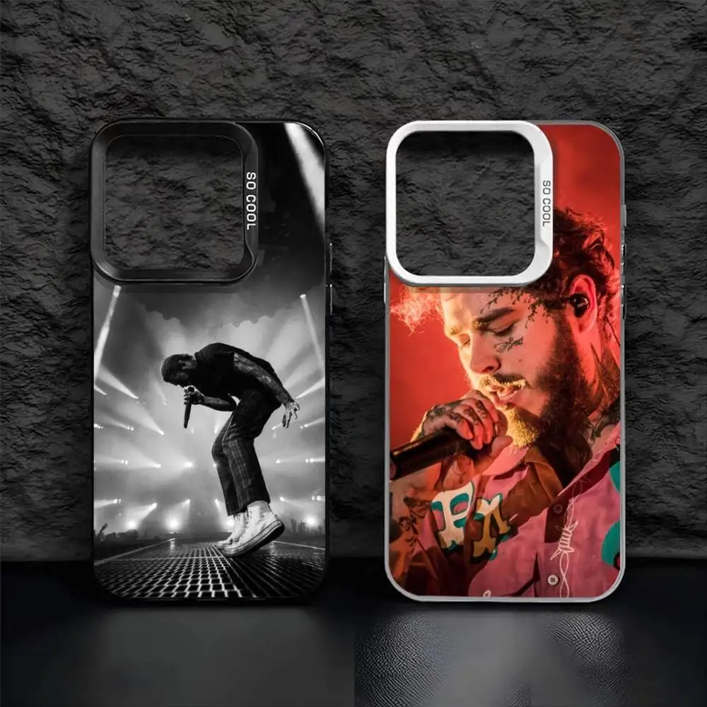

Rapper Singer P-Post M-Malone Phone Case For iPhone 16,15,14,13,12,17,Pro,MAX Black Matte Shockproof Cover