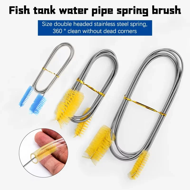 

Aquarium Pipe Cleaning Brush Fish Tank Cleaner Tube Stainless Steel Water Filter Air Tube Flexible Double End Hose Accessories