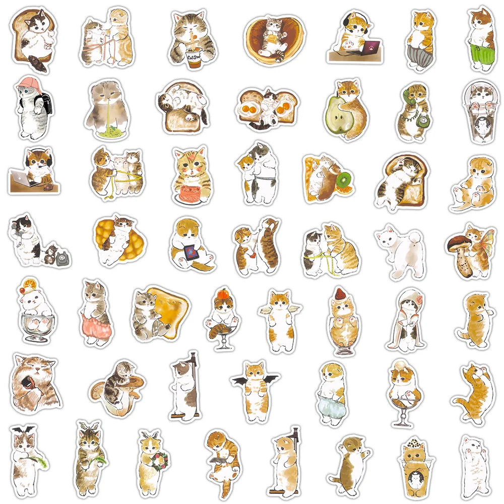 10/30/50/100PCS Funny Cat Cartoon Stickers Cute Decorative Stationery Scrapbook Notebook Phone Diary DIY Graffiti Sticker Toy