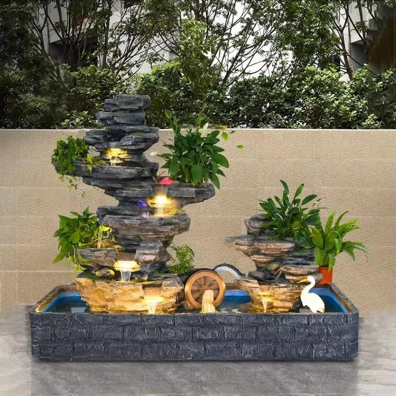 rockery resin flowing water fountain feng shui wheel landscape decoration balcony fish pond water garden courtyard