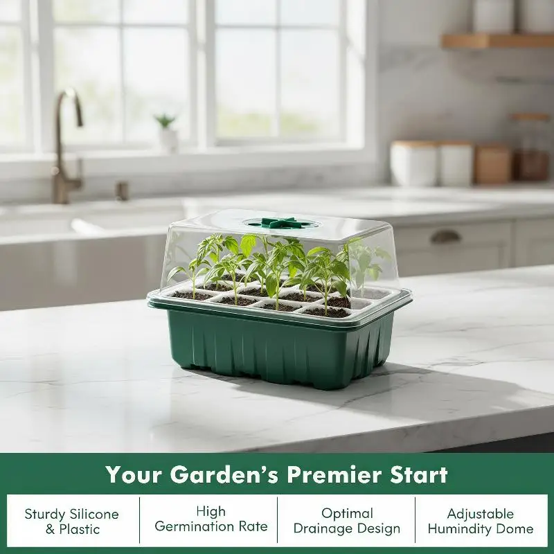 1Set Seed Starter Tray Mini Greenhouse Germination Kit With Humidity Dome Plant Seedling Growing Tray With Base Propagation Kit