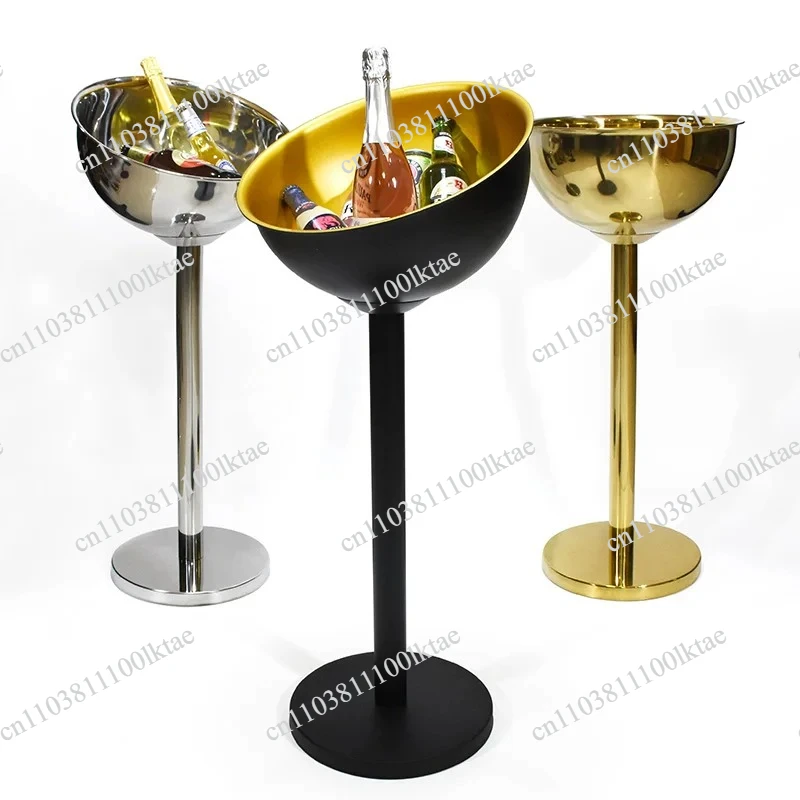 Bar Party Ice Drink Cooler Stand Wine Ice Bucket Stainless Steel High Quality Champagne Wine Bucket Beverage Cooler with Stand