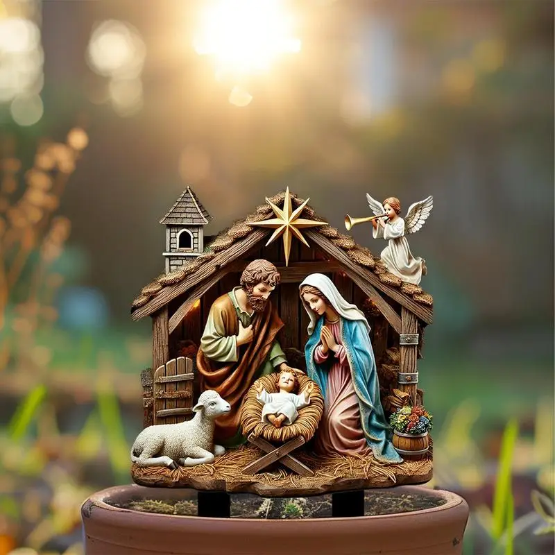 

Acrylic Nativity Garden 2D Christmas Jesus Sign Unique Yard Statue with Patio Landscape Farm Animal Garden Decor