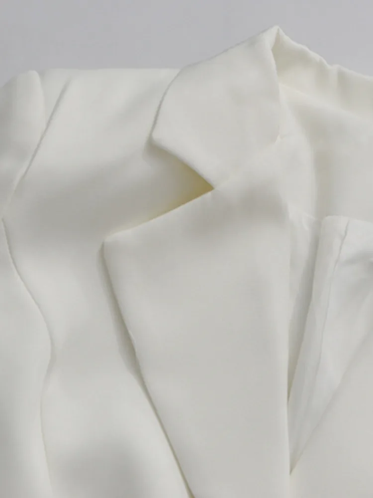 ZMEENNA femmes élégant blanc Blazer simple bouton fermeture Rose Floral à volants poche détail à manches longues vêtements d'extérieur ZM4241