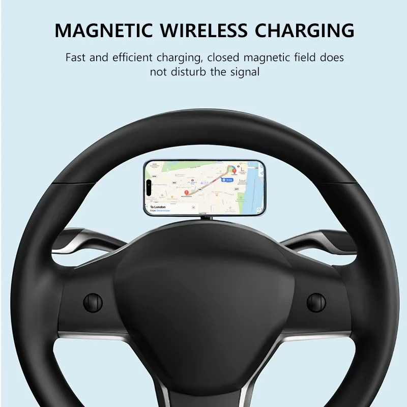حامل هاتف سريع لاسلكي للسيارة مغناطيسي قوي لطراز Tesla Y Model 3 Highland 3 مع 360 درجة ° حامل الهاتف الدوران #2