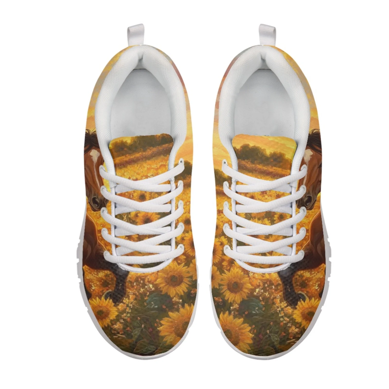 Coloranimal Horse Pattern Mens Athletic Trainers Lace Up Low Top Outdoor Walking Shoes for Climbing