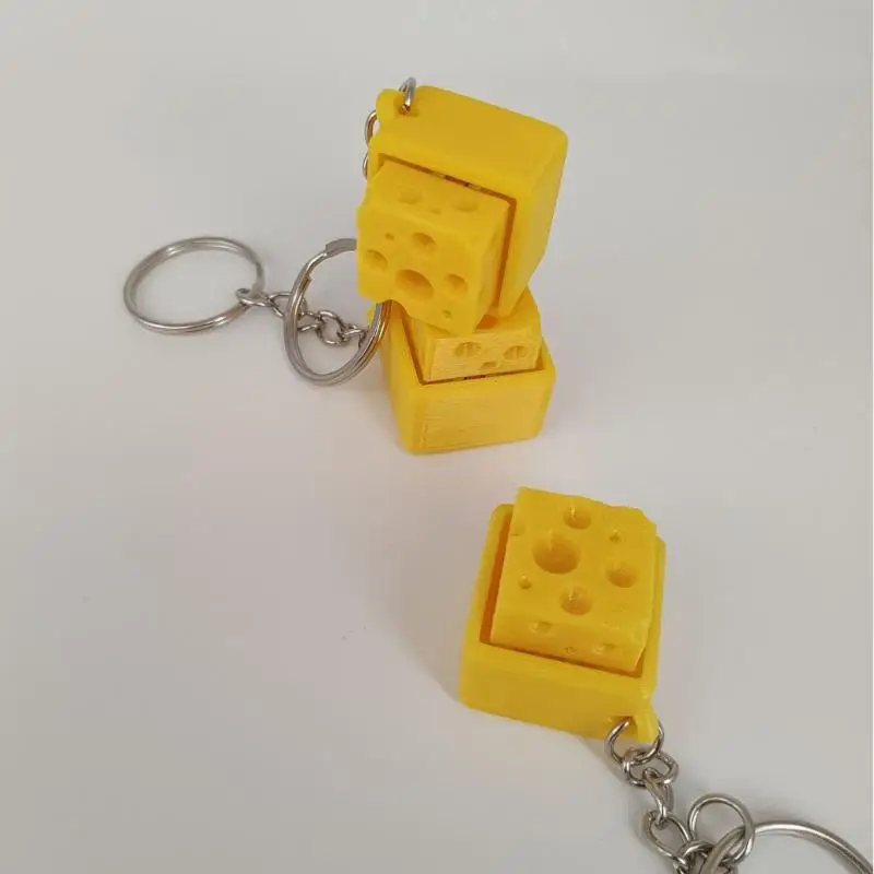 Lustiger Käse-Schlüsselanhänger, Tastatur-Stressabbau-Fidget-Button, Käse-Tastenkappe, Fidget-Clicker-Schlüsselanhänger, Tastatur-Schlüsselanhänger, Fingerspielzeug – Detail 4