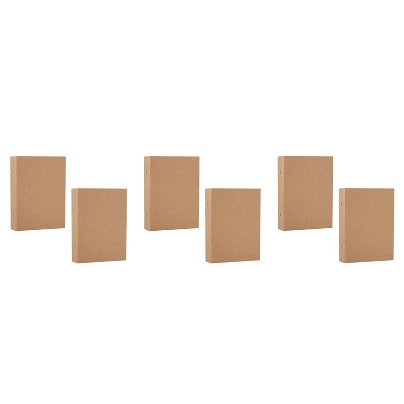 6 pces a5 pasta de anel recarregável, bandeja de pasta de papel kraft a5 com 2 anéis para adicionar folhas soltas, pastas de papel kraft a5