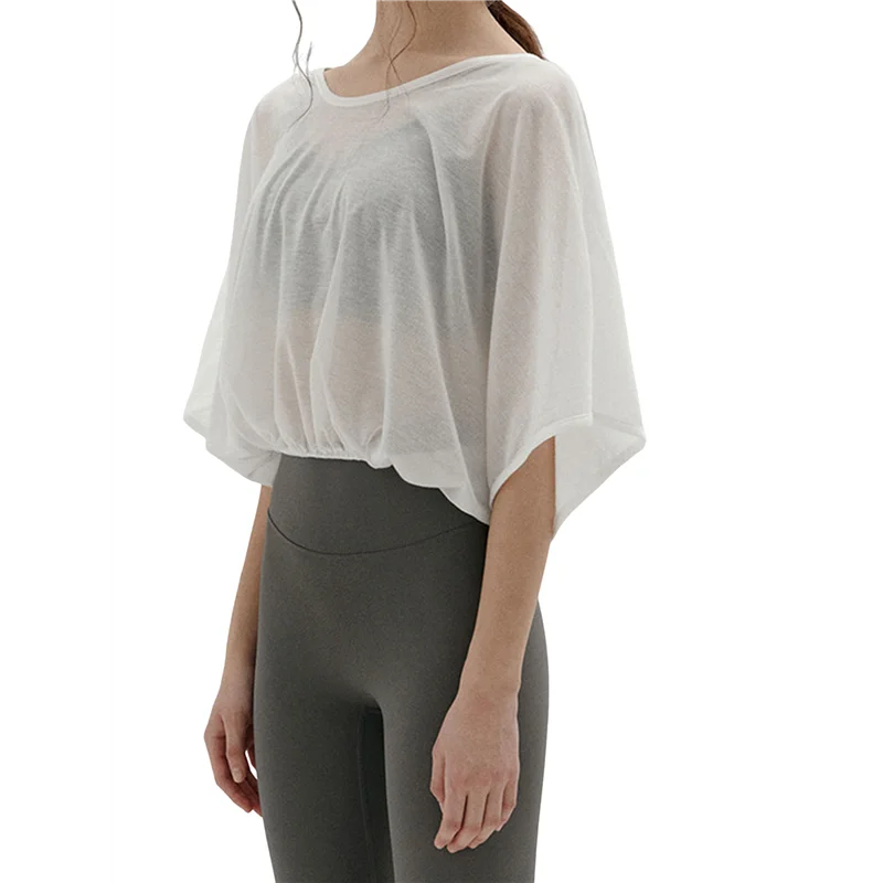 

AG-Womens Backless Crewneck Shirt Half Sleeved Sunscreen Tops Summer Casual Loose Workout Holiday Blouse Tops