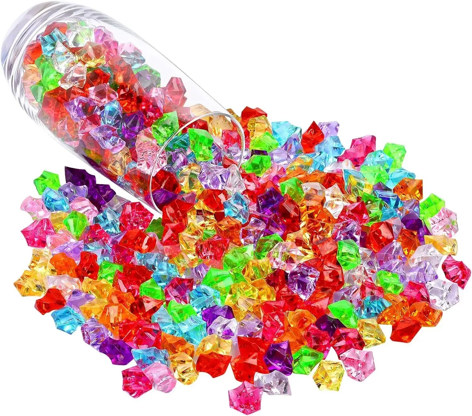 100pcs Multicolored Fake Crushed Ice Rock Plastic Gems Jewels Acrylic Rock Crystals Treasure Fake Diamonds Plastic for Kids Toy