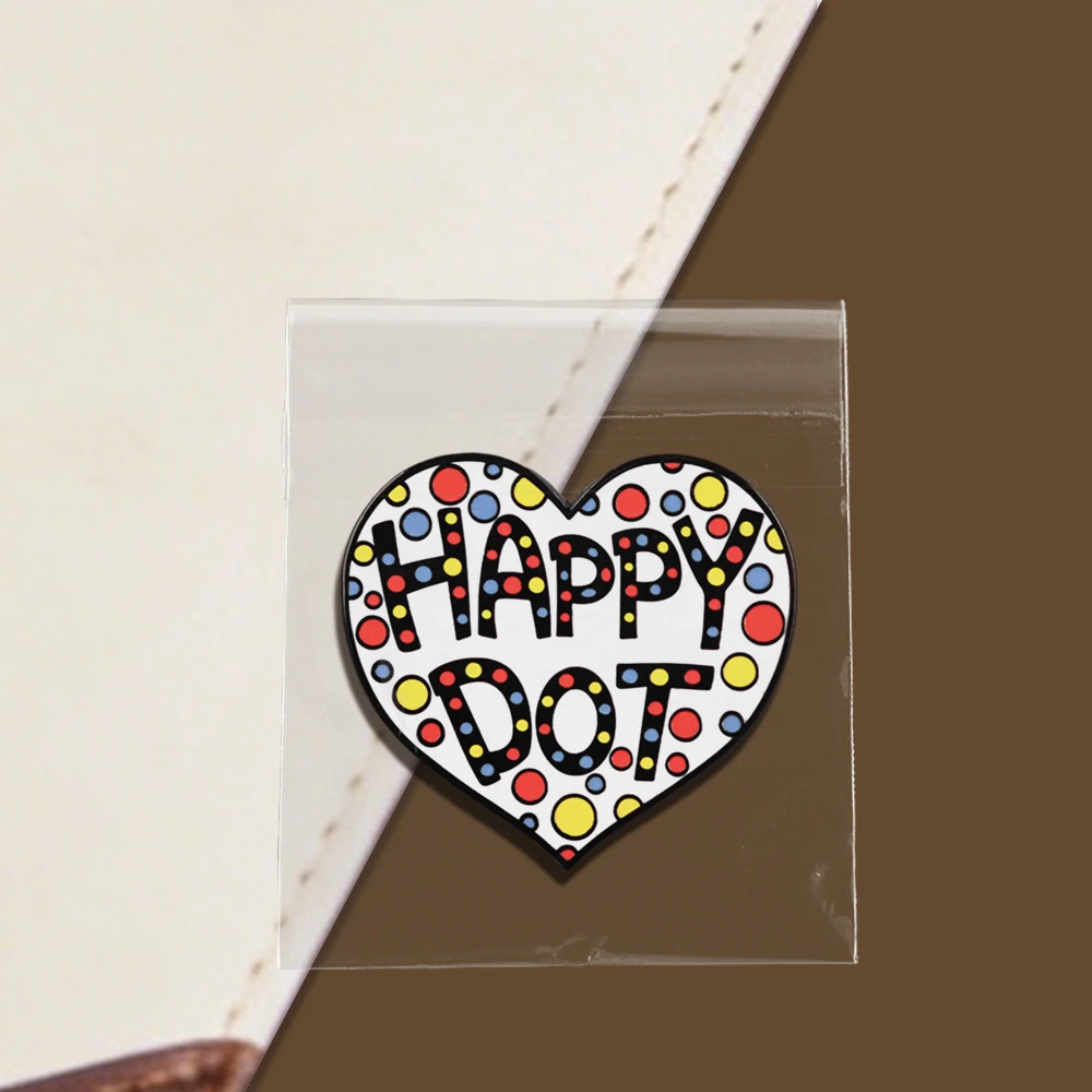 Happy Dot Herz Emaille-Pin Bunte Polka-Brosche Niedliche Lustige Anstecknadel aus der Singapur-Online-Umfrage-Gemeinschaft Geschenk für Dot-Day-Liebhaber – Detail 9