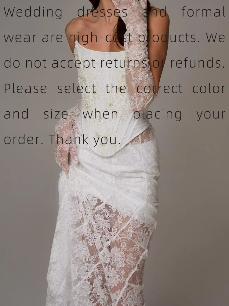 Elegant Strapless Corset Sleeveless Lace Up Straight Bride Wedding Dresses Bridal Gowns Customized