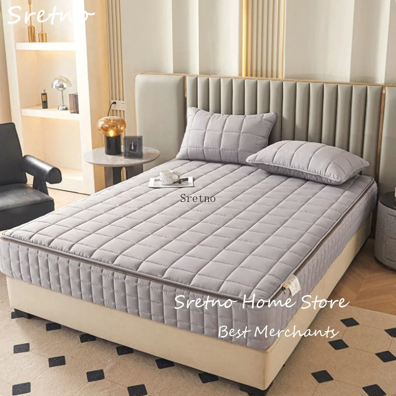 SRETNO 2026 New Upgrade 6-sided Fully Wrapped Fitted Sheet Polyester Cotton Brushed Mattress Protective Cover Zipper Disassembly