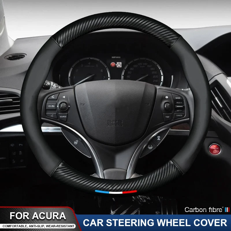 

Suitable For Acura TSX TL ZDX RSX RDX RLX TLX GT MDX RL NSX Integra ILX CSX RSX Type-S Leather Carbon Fiber Steering Wheel Cover