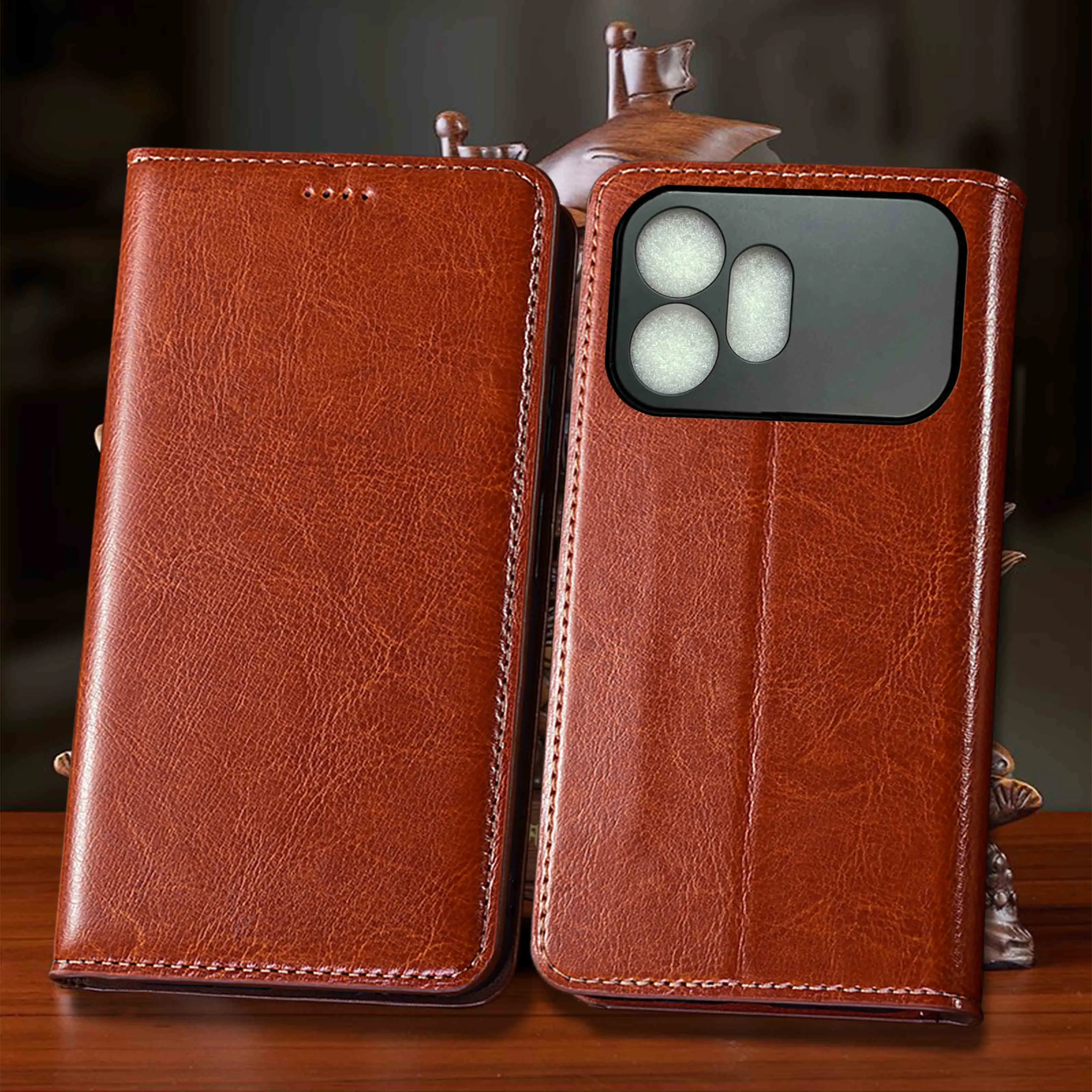 For Honor 80 90 100 200 300 400 500 600 Pro Lite Ultra Smart SE GT Crazy Horse Pattern Of Genuine Leather Flip Phone Case NoSlip