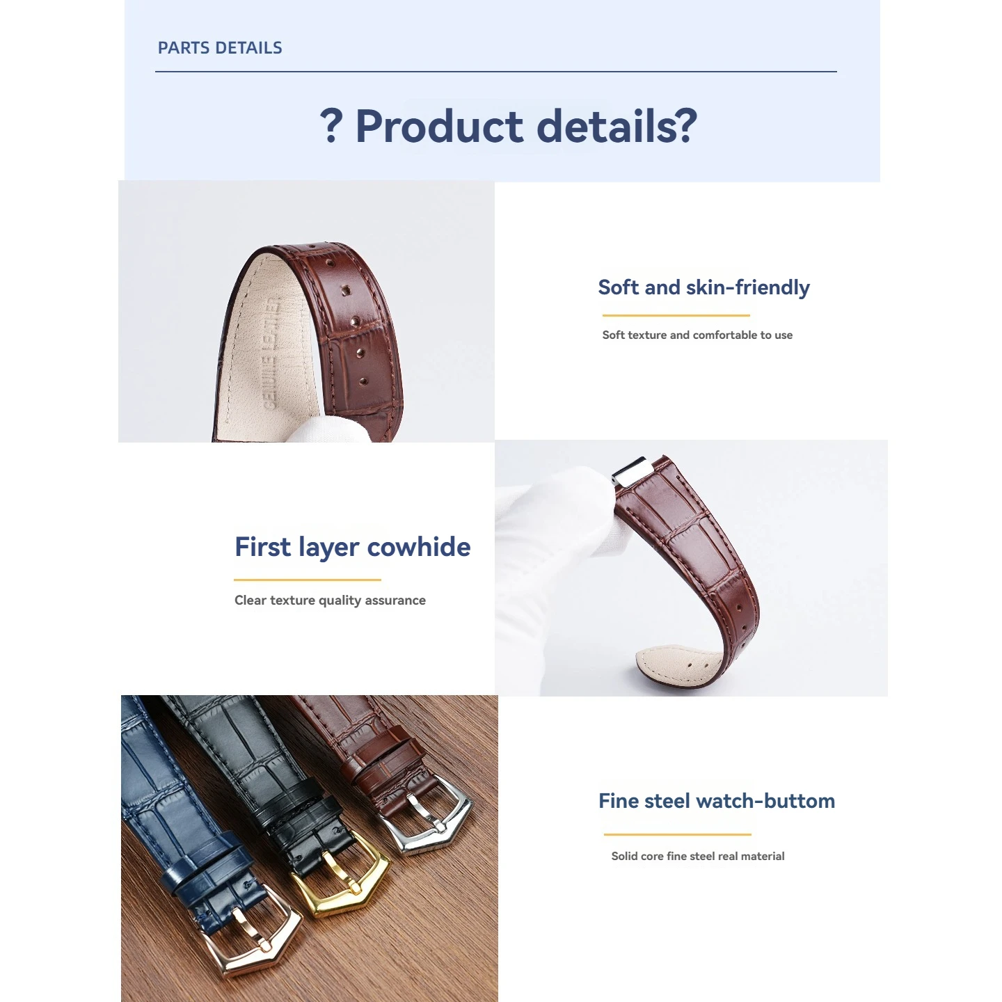 สายหนังแท้สำหรับนาฬิกา Patek Philippe Nautilus รุ่น 5711 5712 5726 5980 ลายหนังจระเข้แท้