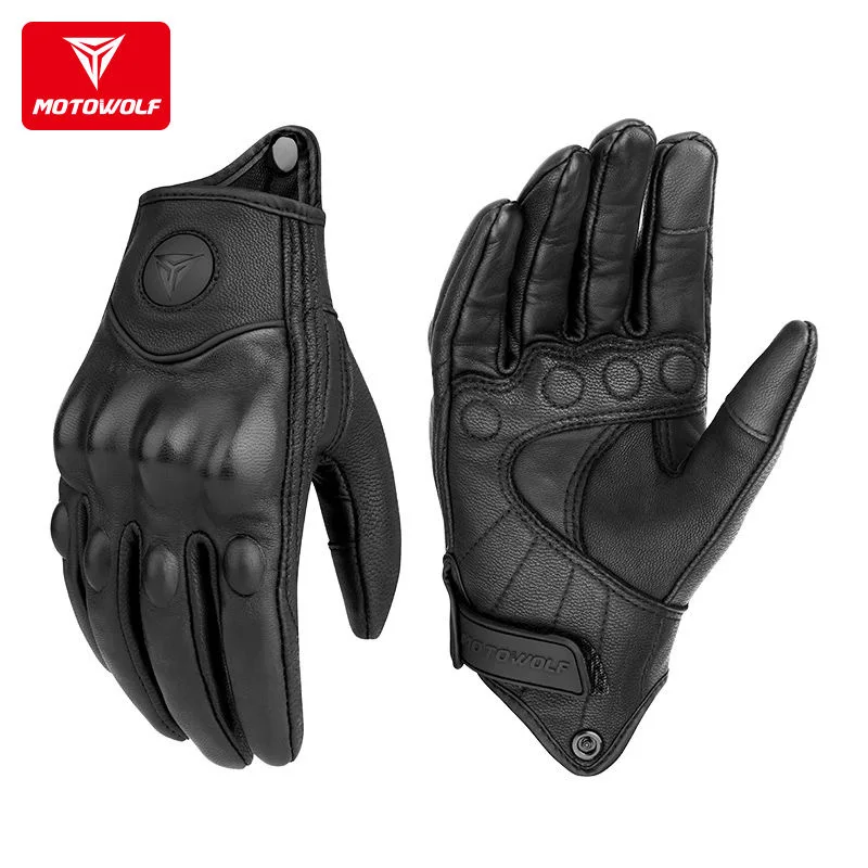 

Motowolf Motorcycle Genuine Leather Gloves Windproof Men Women Summer Touch Screen Goatskin Riding Four Seasons Breathable