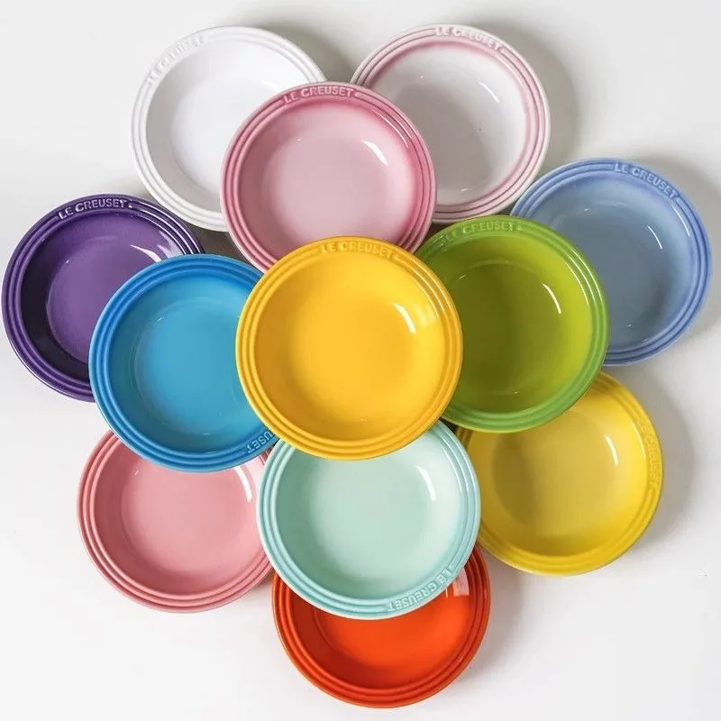 Colorful Meal Plate 15cm 6-inch Rainbow Gradient Tableware Ceramic High Temperature Resistant Vegetable Plates Pet Bowl