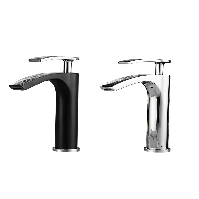 

Hot and Cold Water Sink Faucet Mixer Bathroom Luxury Basin Faucet Silver Faucet Black Washbasin Faucet