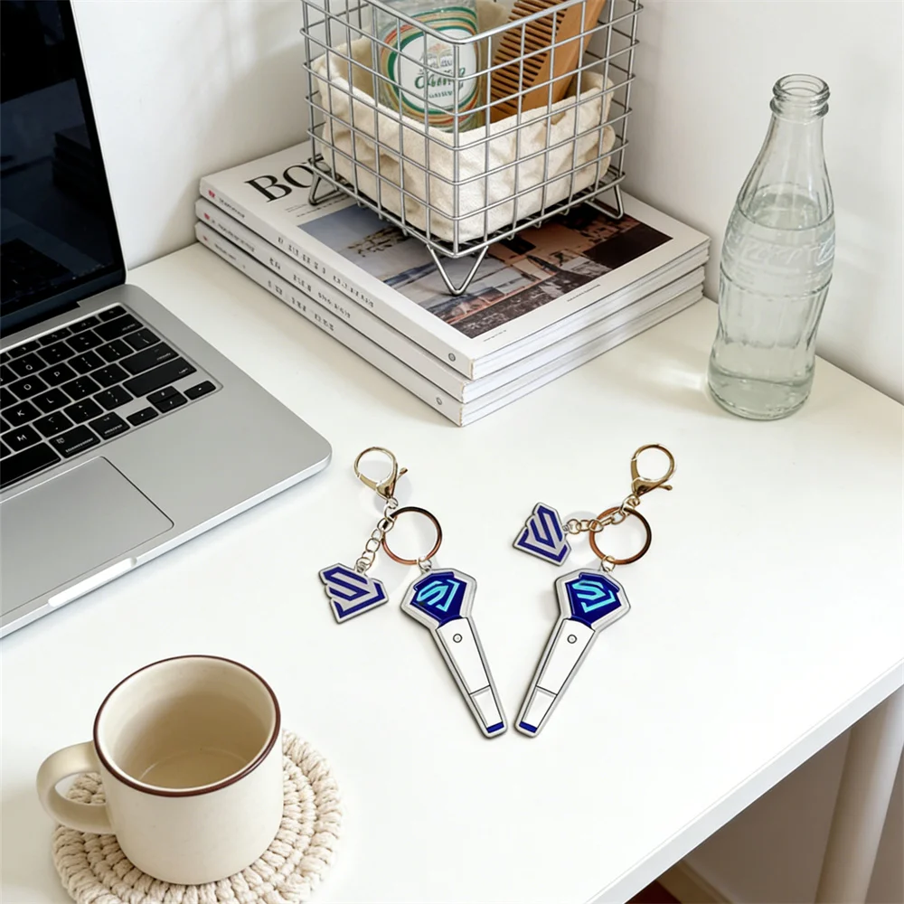 Idols Super Junior Acrylic Keychain SUJU MINI Lightstick Pendant Keyring DONGHAE HEECHUL KYUHYUN LEETEUK SJ Fans Gift