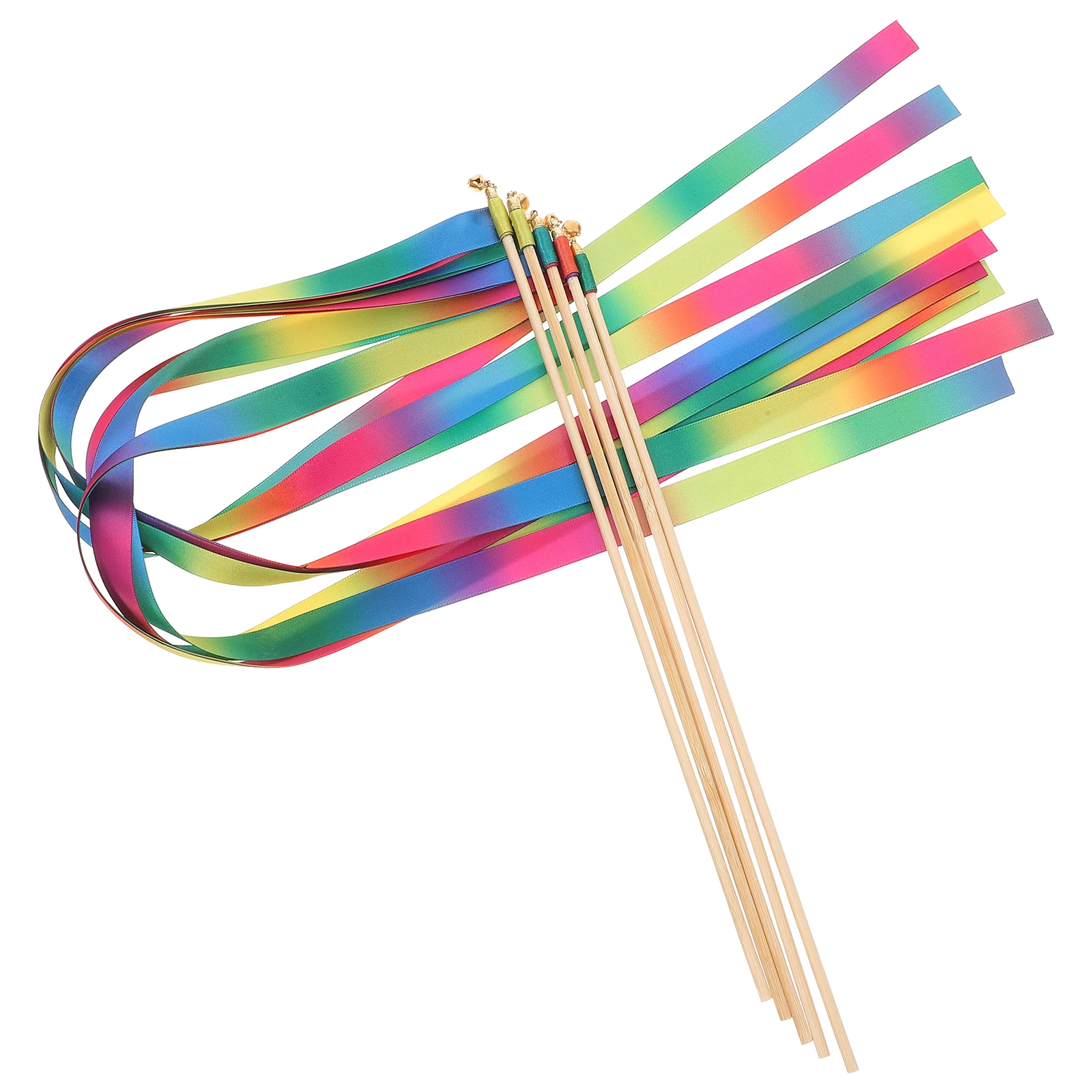 

5pcs Ribbon Fairy Sticks Wedding Birthday Party Streamers Colorful Reusable Handheld Decoration For Celebrations