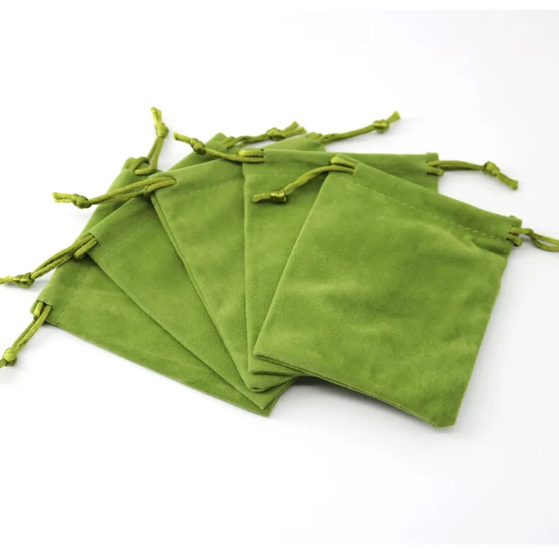 

10Pieces Green Velvet Cloth Bag Tie Drawstring Bag Jewelry Small Storage Cloth Bag Soft and Beautiful Bags
