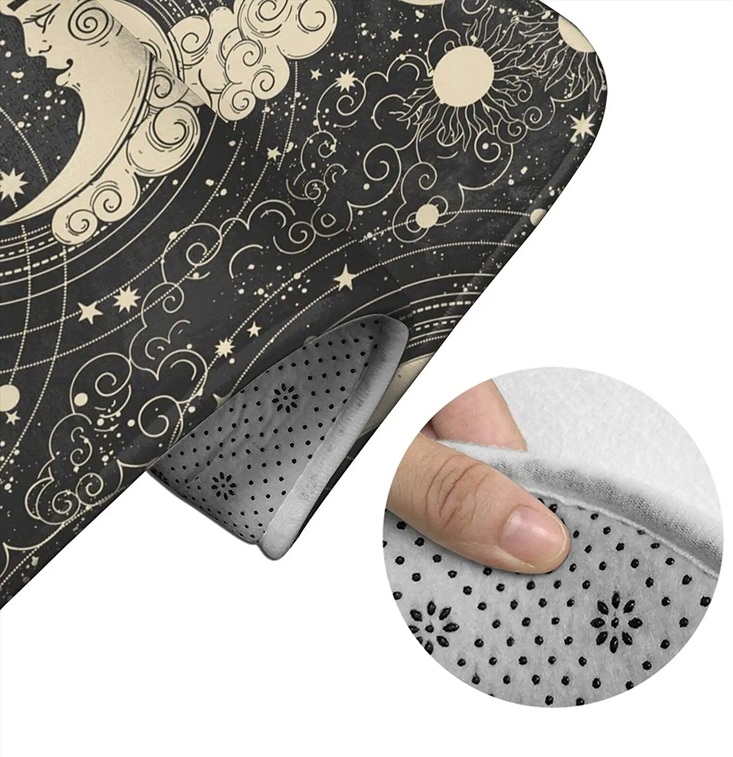 Bath Mat for Bathroom Rugs Tarot Sun Moon Witchy Night Sets 3 Piece Shower Mats Memory Foam Non Slip Toilet Tub Floor Rug Soft