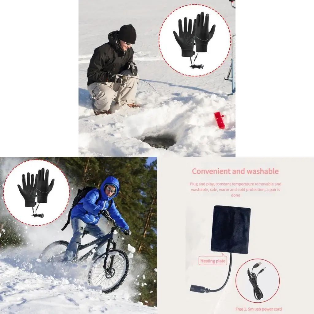

Q39E Electric Heated Gloves Hand Warmer Touch Screens Nonslip Motorbike Gloves