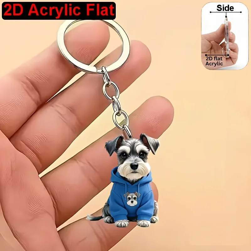 5sets Cute Puppy Keychains Includes 2D Acrylic Pendants & Thank You Cards & Gift Mesh Bags Backpacks Wallet Decorations Gifts
