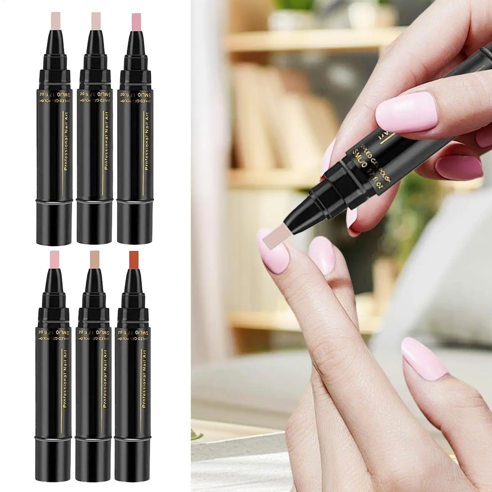 Nail Polishing Pens 6-Piece Quick Dry Long Lasting Beauty Supplies Nail Paint Pens for Girls Women Teens Mothers Practice Salon