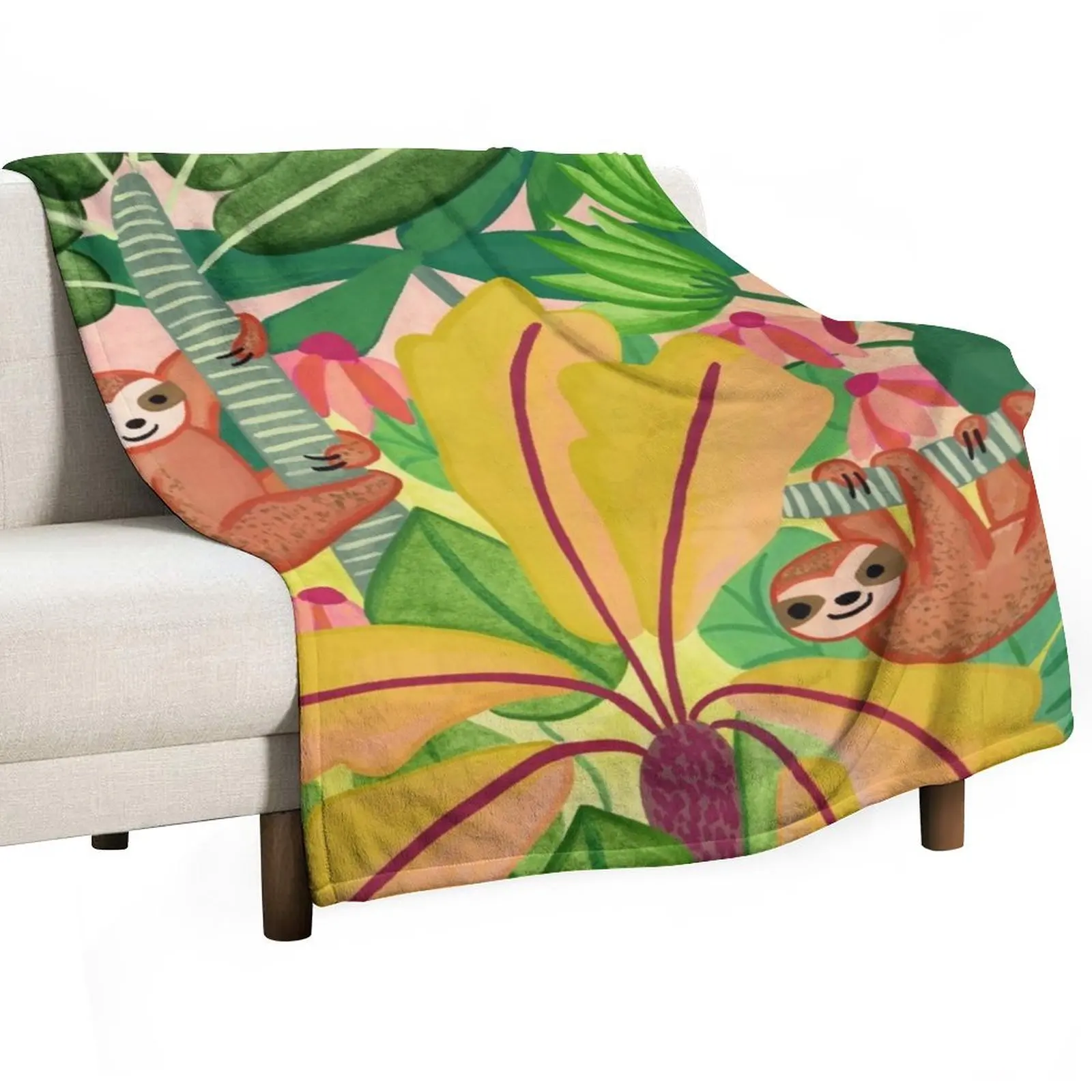 

Toucan & Sloths Treetop Pals Throw Blanket Summer Decorative Sofas Quilt Luxury Blankets