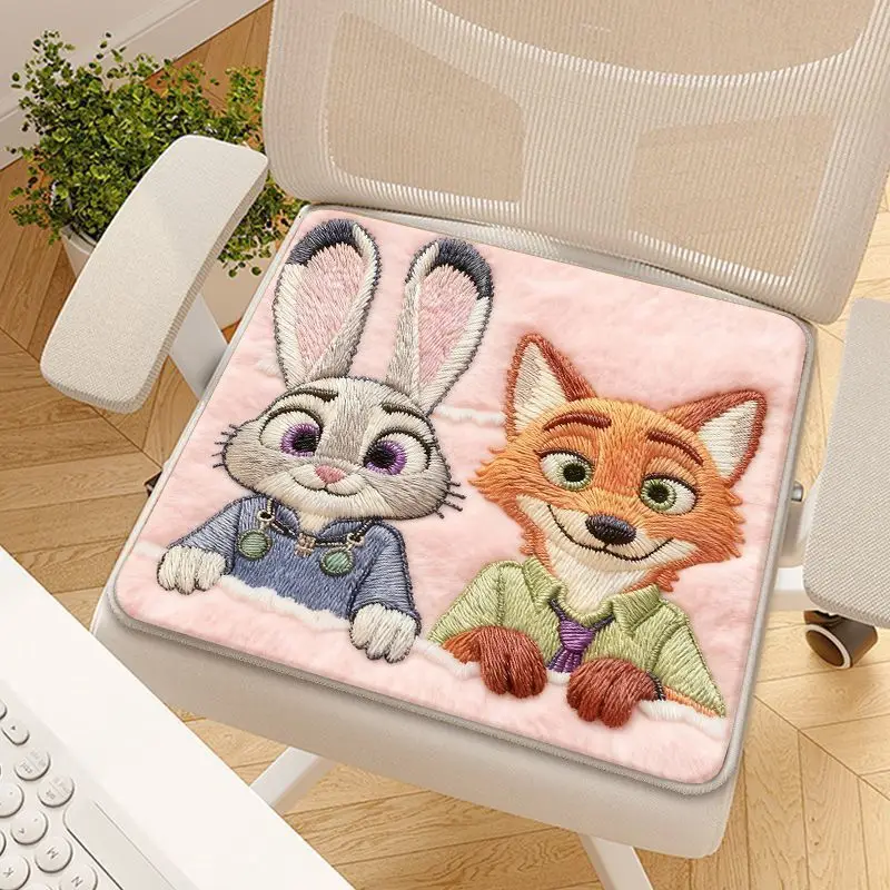 Zootopia Judy Nick Printed Chair Cushion Cartoon Cute Anime Imitation Cashmere Warm and Comfortable Gift for Friends kawaii