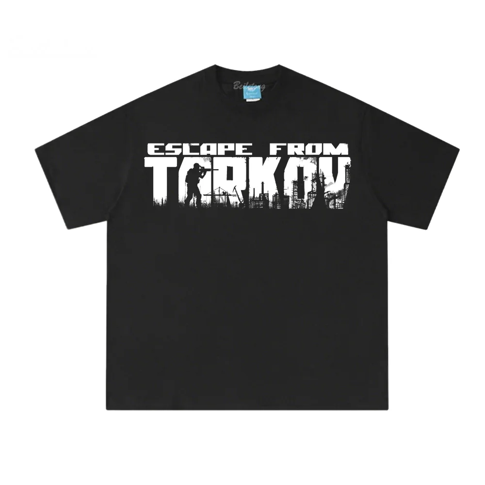 

Футболка «Стрельба Escape From Tarkov», 100% хлопок, футболка с круглым вырезом и принтом, летняя удобная футболка высокого качества, Ropa Hombre
