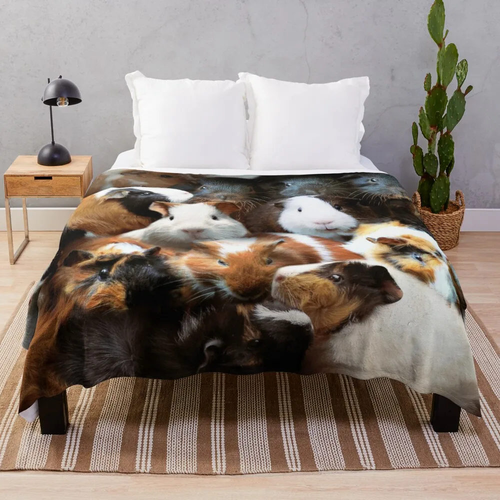 Guinea Pig Flannel Throw Blanket Cute King Queen Size for Couch Bed Sofa Super Soft Warm Lightweight  Animals Pattern