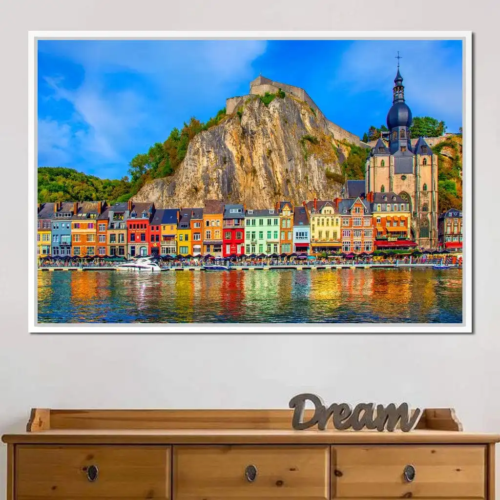 Modern City Riverside Night View Art Posters Famous City New York Nashville Architecture Landscape Canvas Painting Home Decor