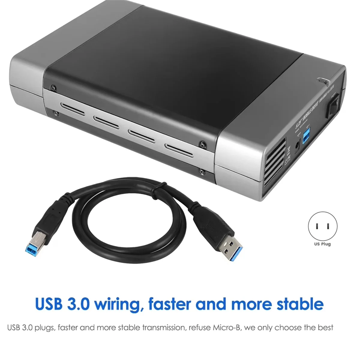A49T 5,25-дюймовый корпус HDD SSD Корпус USB3.0 к SATA Внешний жесткий диск Поддержка DVD SSD HDD Коробка жесткого диска 16-скоростная вилка стандарта США