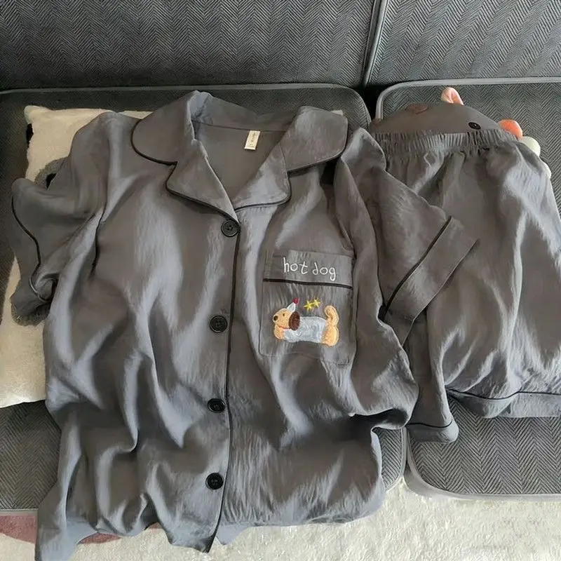 Summer Christmas Puppy 2026 New Pajamas Men's Short-Sleeved Shorts Thin Large Size Youth Home Wear Suit Student Sleepwear
