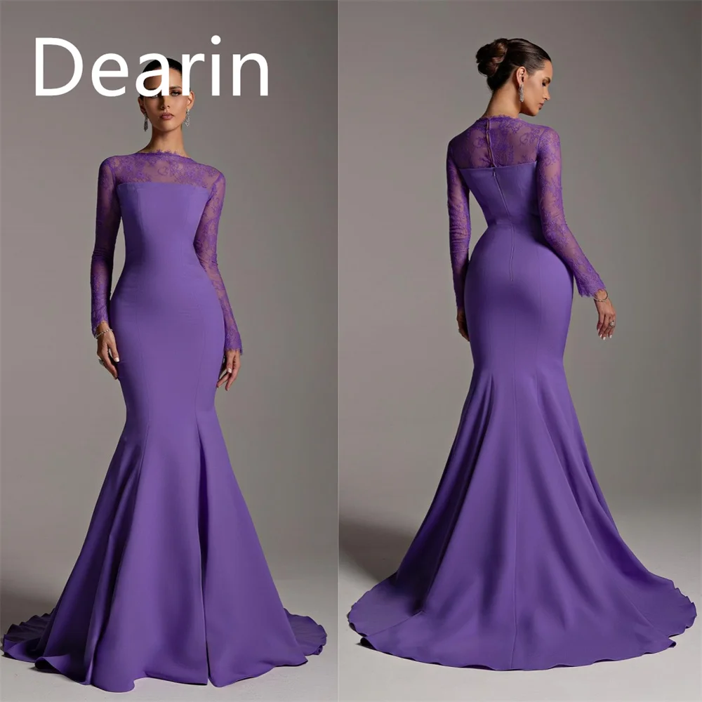 

Customized Evening Gown Dearin Scoop Neckline Sheath Floor Length Skirts Bespoke Occasion Dresses Formal Prom Dress Saudi Arabia